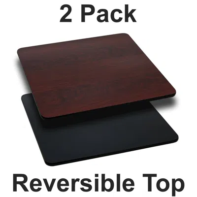 Flash Furniture 2 Pk. 36'' Square Table Top With Black Or Mahogany Reversible Laminate Top In Brown