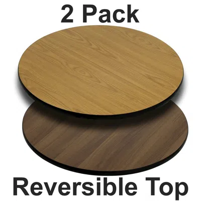 FLASH FURNITURE 2 PK. 42'' ROUND TABLE TOP WITH NATURAL OR WALNUT REVERSIBLE LAMINATE TOP