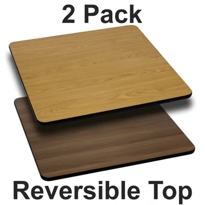 Flash Furniture 2 Pk. 42'' Square Table Top With Natural Or Walnut Reversible Laminate Top In Brown
