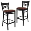 Flash Furniture 2 Pk. Black ''x'' Back Metal Restaurant Barstool - Burdy Vinyl Seat In Black