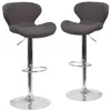 Flash Furniture 2 Pk. Contemporary Black Fabric Adjustable Height Barstool With Chrome Base In Brown