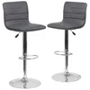 Flash Furniture 2 Pk. Contemporary Gray Vinyl Adjustable Height Barstool With Chrome Base In Gray
