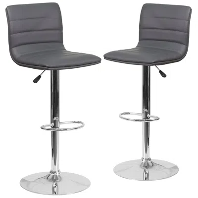 Flash Furniture 2 Pk. Contemporary Gray Vinyl Adjustable Height Barstool With Chrome Base