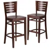 Flash Furniture 2 Pk. Darby Series Slat Back Walnut Wooden Restaurant Barstool In Brown