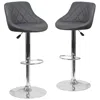 Flash Furniture 2 Pk. Gray Vinyl Bucket Seat Adjustable Height Barstool With Chrome Base In Gray