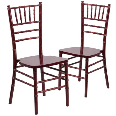 Flash Furniture 2 Pk. Hercules Series Mahogany Wood Chiavari Chair In Red