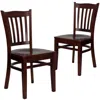 Flash Furniture 2 Pk. Mahogany Finished Vertical Slat Back Wooden Restaurant Chair In Brown
