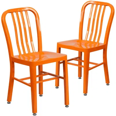 Flash Furniture 2 Pk. Orange Metal Indoor-outdoor Chair