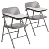 Flash Furniture 2 Pk. Premium Steel Folding Chair With Right Handed Tablet Arm In Gray