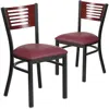 Flash Furniture 2 Pk. Slat Back Metal Chair - Mahogany Wood Back, Burdy Vinyl Seat In Red