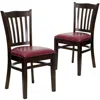 Flash Furniture 2 Pk. Walnut Finished Vertical Slat Back Wooden Chair - Burdy Vinyl Seat In Multi