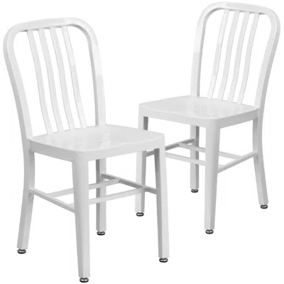 Flash Furniture 2 Pk. White Metal Indoor-outdoor Chair