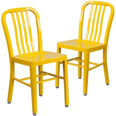 Flash Furniture 2 Pk. Yellow Metal Indoor-outdoor Chair