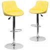 Flash Furniture 2 Pk. Yellow Vinyl Bucket Seat Adjustable Height Barstool With Chrome Base In Yellow