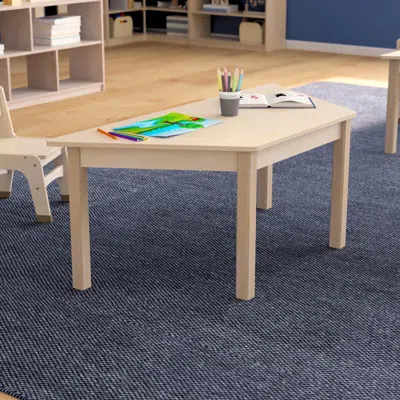 Flash Furniture 20.75 X 47.25 X 18 In. Bright Beginnings Commercial Grade Wooden Trapezoid Preschool Classroom Activ In White