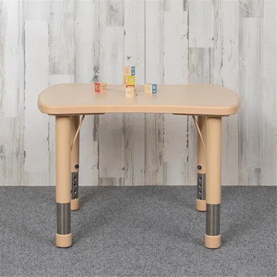 Flash Furniture 21.875 X 26.625 In. Rectangular Plastic Height Adjustable Activity Table, Natural Color In Neutral