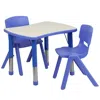Flash Furniture 21.875''w X 26.625''l Blue Plastic Height Activity Table Set With 2 Chairs In Blue