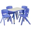 Flash Furniture 21.875''w X 26.625''l Blue Plastic Height Activity Table Set With 4 Chairs In Blue
