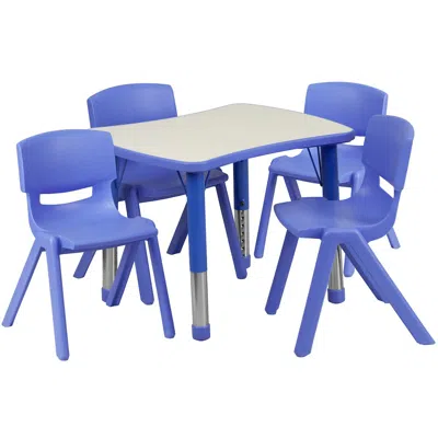 Flash Furniture 21.875''w X 26.625''l Blue Plastic Height Activity Table Set With 4 Chairs