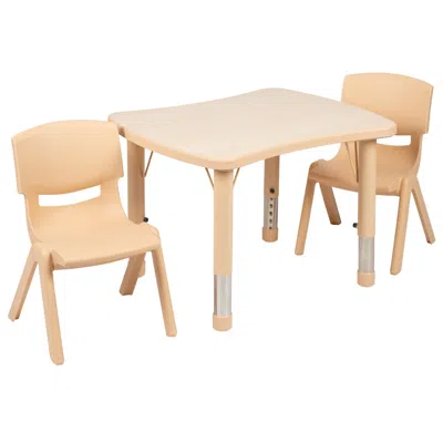 Flash Furniture 21.875"w X 26.625"l Natural Plastic Height Activity Table Set With 2 Chairs In Nude