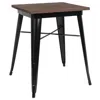 Flash Furniture 23.5" Square Black Metal Indoor Table With Walnut Rustic Wood Top In Black