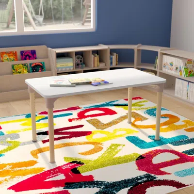 Flash Furniture 23.5 X 47 In. Bright Beginnings Commercial Wooden Rectangle Adjustable Height Classroom Activity Tab In White