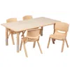 Flash Furniture 23.625"w X 47.25"l Natural Plastic Height Activity Table Set With 4 Chairs In Brown