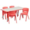 Flash Furniture 23.625''w X 47.25''l Red Plastic Height Activity Table Set With 4 Chairs In Red