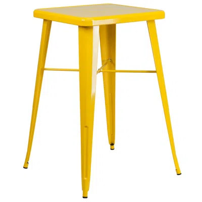Flash Furniture 23.75" Square Yellow Metal Indoor-outdoor Bar Height Table