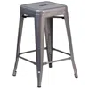 Flash Furniture 24'' High Backless Clear Coated Metal Indoor Counter Height Stool With Seat In Gray