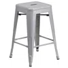Flash Furniture 24" High Backless Silver Metal Indoor-outdoor Counter Height Stool With Seat In Gray