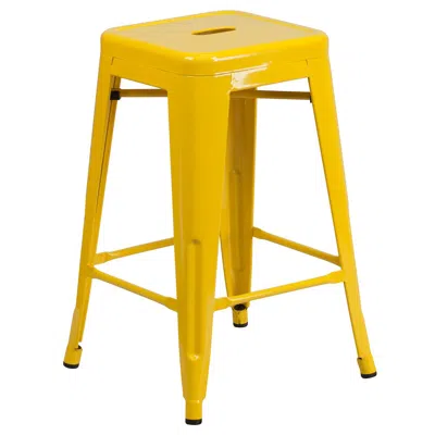 Flash Furniture 24" High Backless Yellow Metal Indoor-outdoor Counter Height Stool With Seat