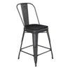Flash Furniture 24'' High Clear Coated Counter Height Stool And Black Poly Resin Wood Seat In Black
