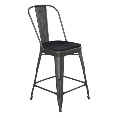 FLASH FURNITURE 24" HIGH BLACK METAL INDOOR-COUNTER HEIGHT STOOL WITH BLACK POLY RESIN WOOD SEAT