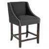 Flash Furniture 24" High Walnut Counter Height Stool With Accent Nail Trim In Charcoal Fabric In Gray