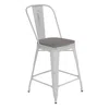 Flash Furniture 24" High White Metal Indoor-counter Height Stool With Removable Back In Gray
