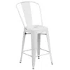 Flash Furniture 24" High White Metal Indoor-outdoor Counter Height Stool With Removable Back In White
