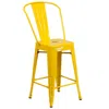 Flash Furniture 24" High Yellow Metal Indoor-outdoor Counter Height Stool With Removable Back In Yellow