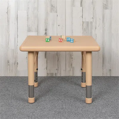 Flash Furniture 24 In. Square Plastic Height Adjustable Activity Table, Natural Color In Neutral