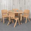 Flash Furniture 24 In. Square Plastic Height Adjustable Activity Table Set With 4 Chairs, Natural Color
