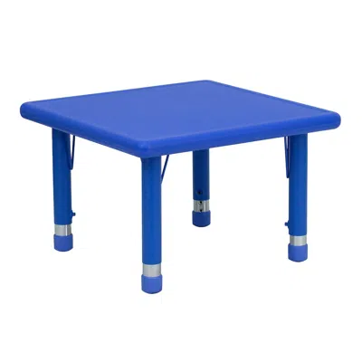 Flash Furniture 24'' Square Blue Plastic Height Adjustable Activity Table
