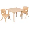 Flash Furniture 24" Square Natural Plastic Height Adjustable Activity Table Set With 2 Chairs In Nude