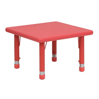 Flash Furniture 24'' Square Red Plastic Height Adjustable Activity Table