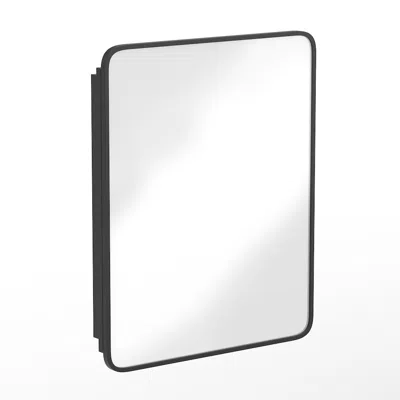 Flash Furniture 24" X 30"bathroom Medicine Cabinet With Rounded Beveled Mirror, Black