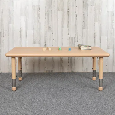 Flash Furniture 24 X 48 In. Rectangular Plastic Height Adjustable Activity Table, Natural Color In Neutral