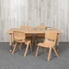 Flash Furniture 24 X 48 In. Rectangular Plastic Height Adjustable Activity Table Set With 6 Chairs, Natural Color