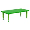 Flash Furniture 24''w X 48''l Rectangular Green Plastic Height Adjustable Activity Table In Green