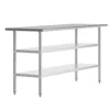 Flash Furniture 24x72 Portable Prep And Work Table With Top Shelf And 2 Adjustable Undershelves In White