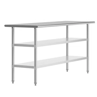 Flash Furniture 24x72 Portable Prep And Work Table With Top Shelf And 2 Adjustable Undershelves In White