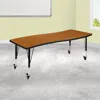 Flash Furniture 26 X 60 In. Mobile Rectangular Wave Flexible Collaborative Laminate Activity Table Wth Height Adjust